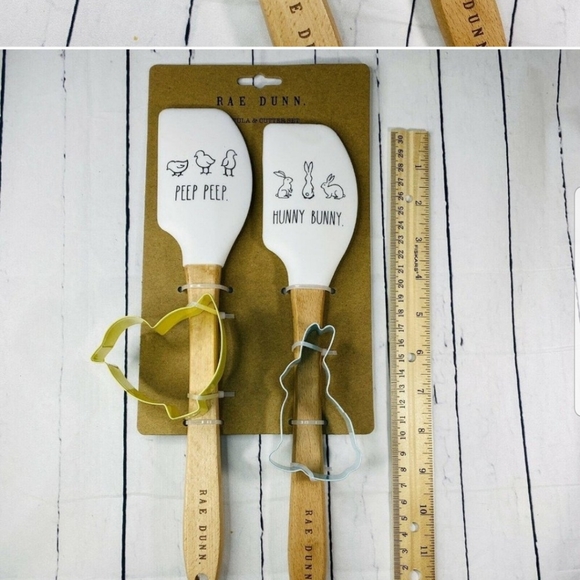 NWT Rae Dunn Spatula & Cookie Cutter Set 4 pieces PEEP HUNNY BUNNY Easter Spring - Picture 4 of 8